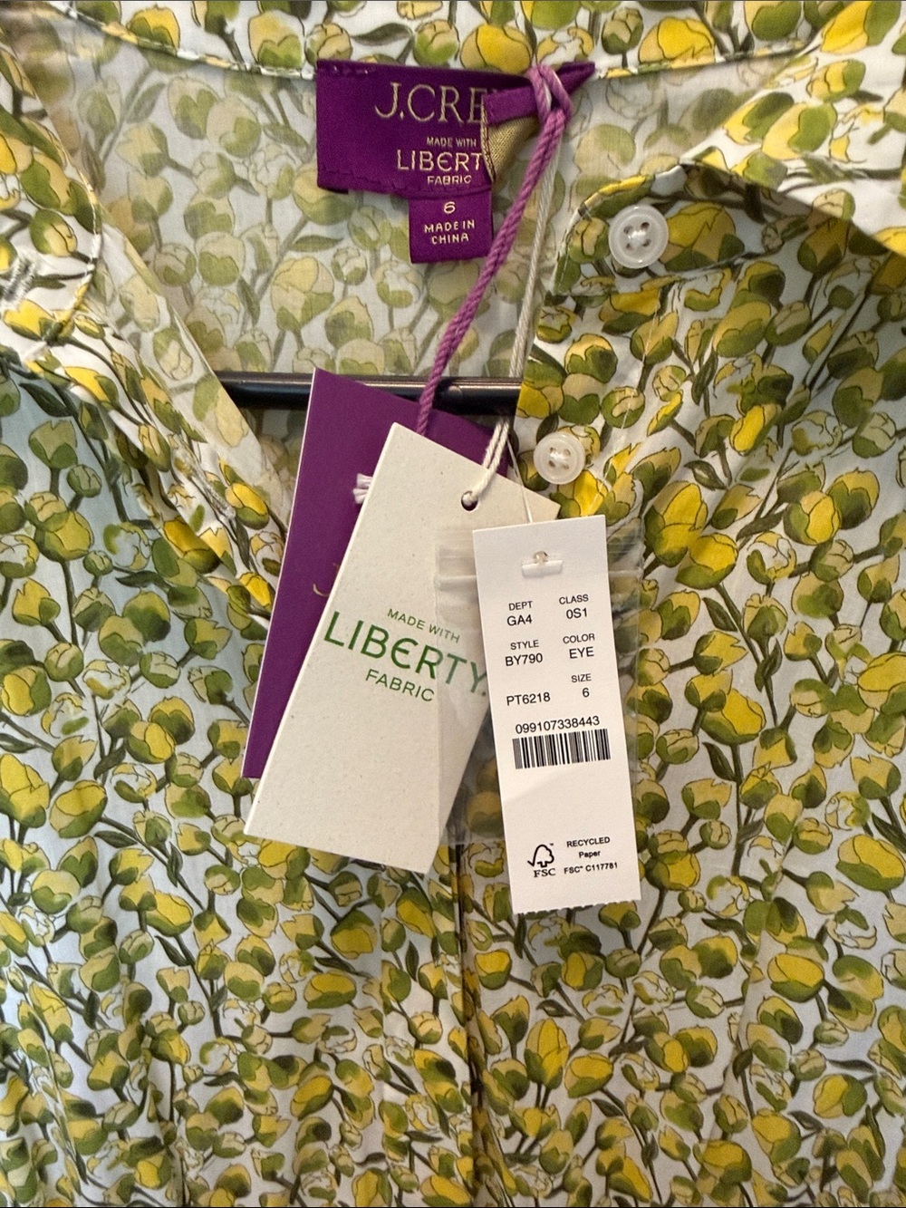 J. Crew Liberty of London Organic Cotton Lemon Yellow Floral Collared Midi Dress - Picture 3 of 5